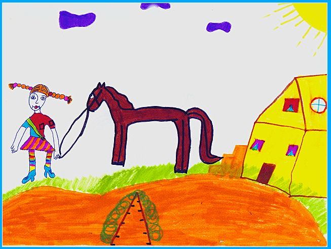Пеппи и её лошадь
